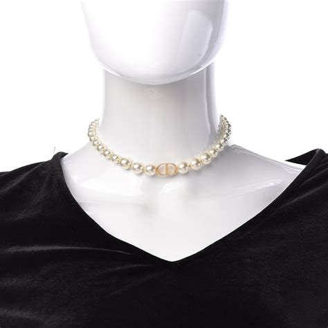 dior pearl necklace choker|Dior choker necklace price.